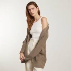 Everlane Oversized Cotton Cardigan in Clay